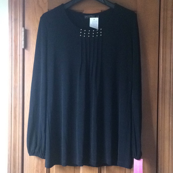 Black Studded Crew Neck Tunic  NWT - Picture 1 of 5
